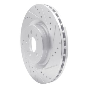Mercedes-Benz GL350 Brake Rotor (1) - Front Right - R1 Concepts - Drilled & Slotted - Silver - `13-`19